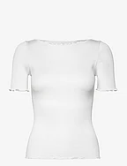 Silk boat neck t-shirt - NEW WHITE