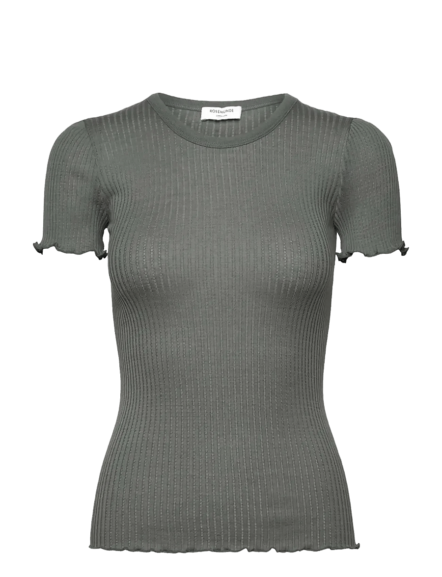 Rosemunde - RWBelize Silk SS T-shirt - t-shirts - balsam green - 0