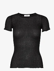 Rosemunde - Silk pointelle t-shirt - marškinėliai - black - 0
