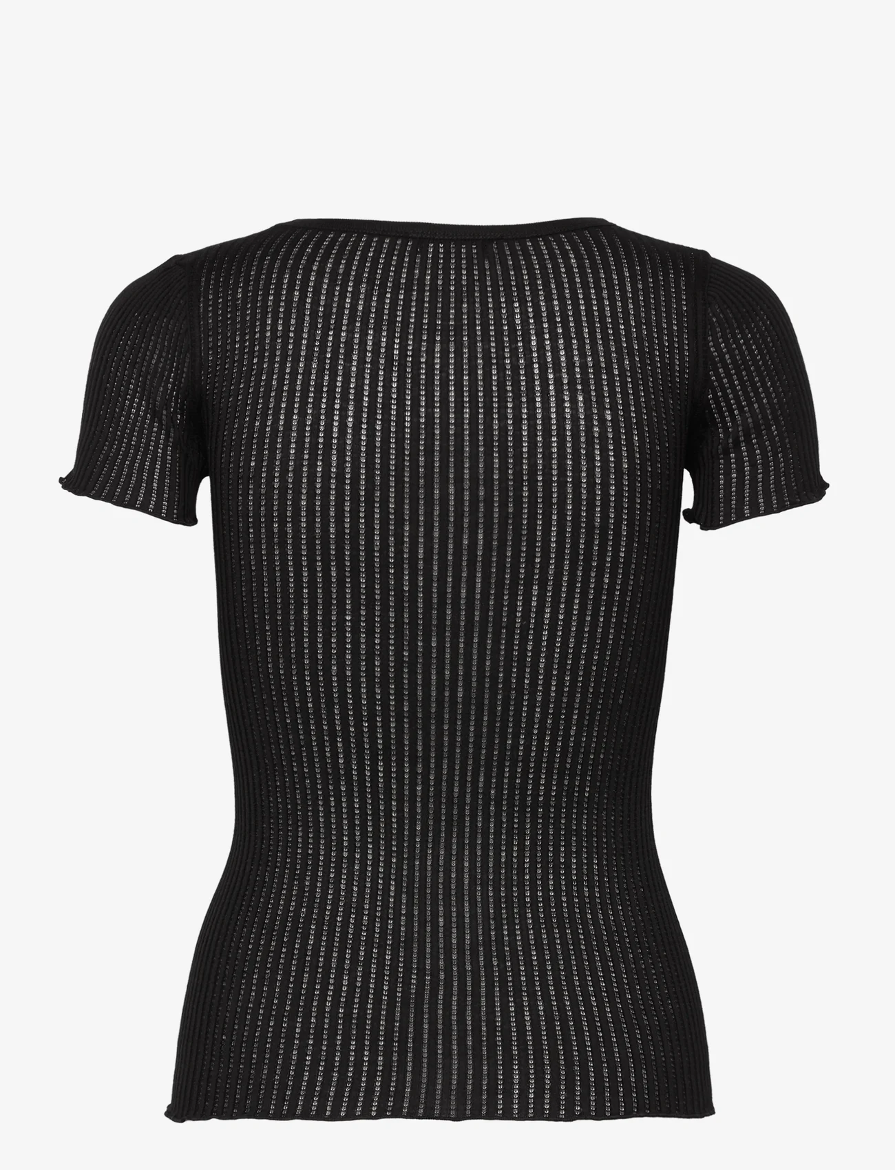 Rosemunde - Silk pointelle t-shirt - marškinėliai - black - 1