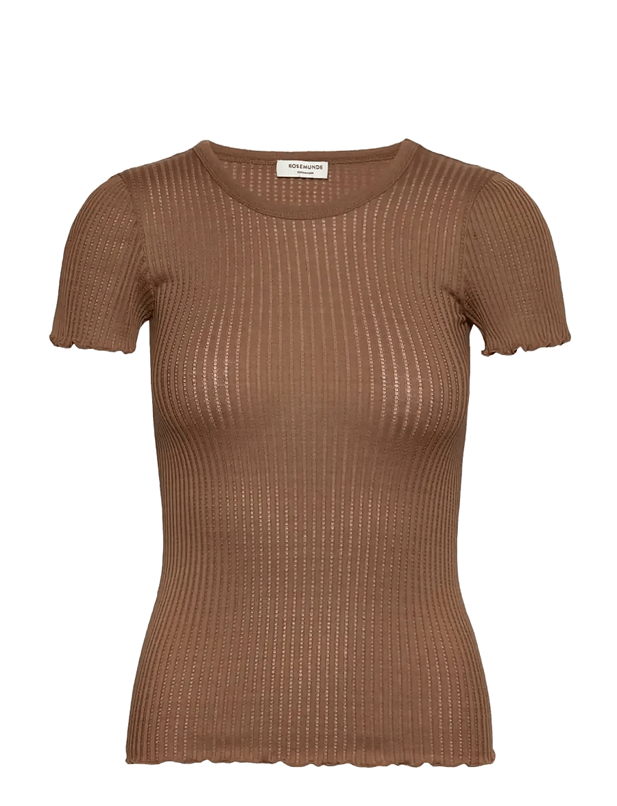 Rosemunde - RWBelize Silk SS T-shirt - t-shirts - coca mocha - 0