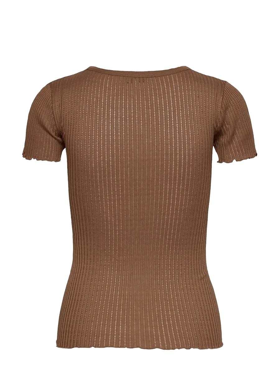Rosemunde - RWBelize Silk SS T-shirt - t-shirts - coca mocha - 1