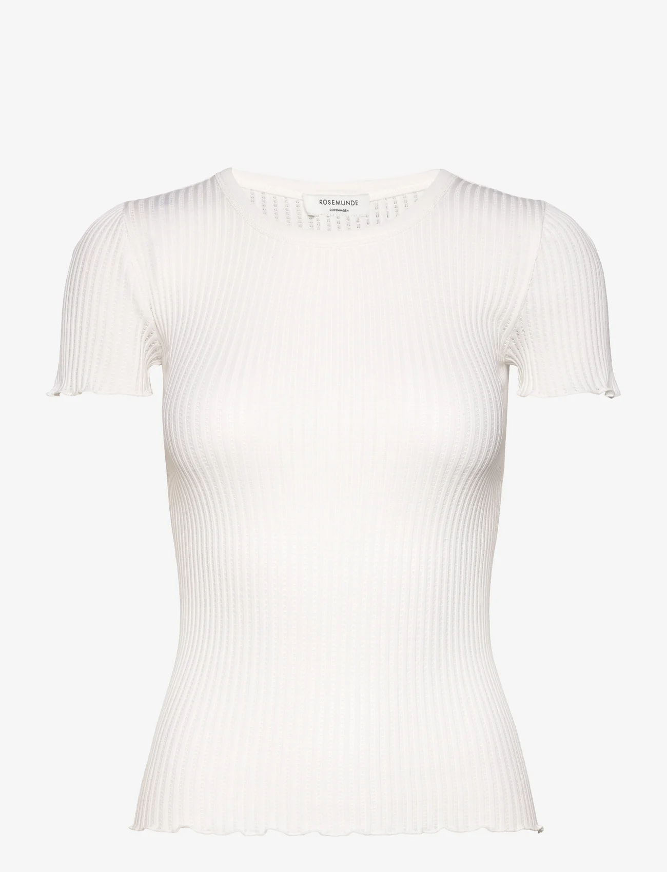 Rosemunde - Silk pointelle t-shirt - marškinėliai - new white - 0