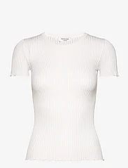 Rosemunde - Silk pointelle t-shirt - marškinėliai - new white - 0