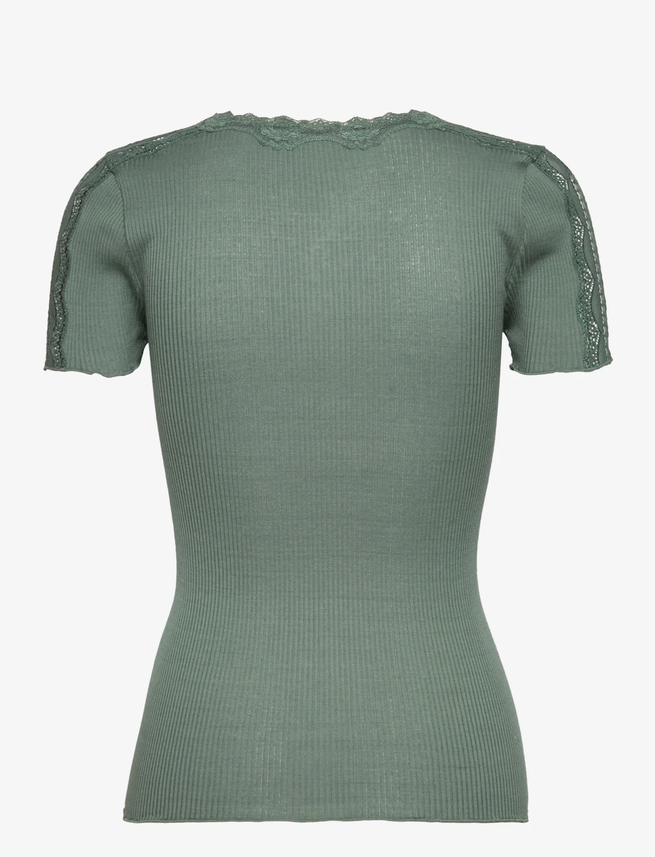 Rosemunde - Silk t-shirt w/ lace - t-shirts - forest - 1