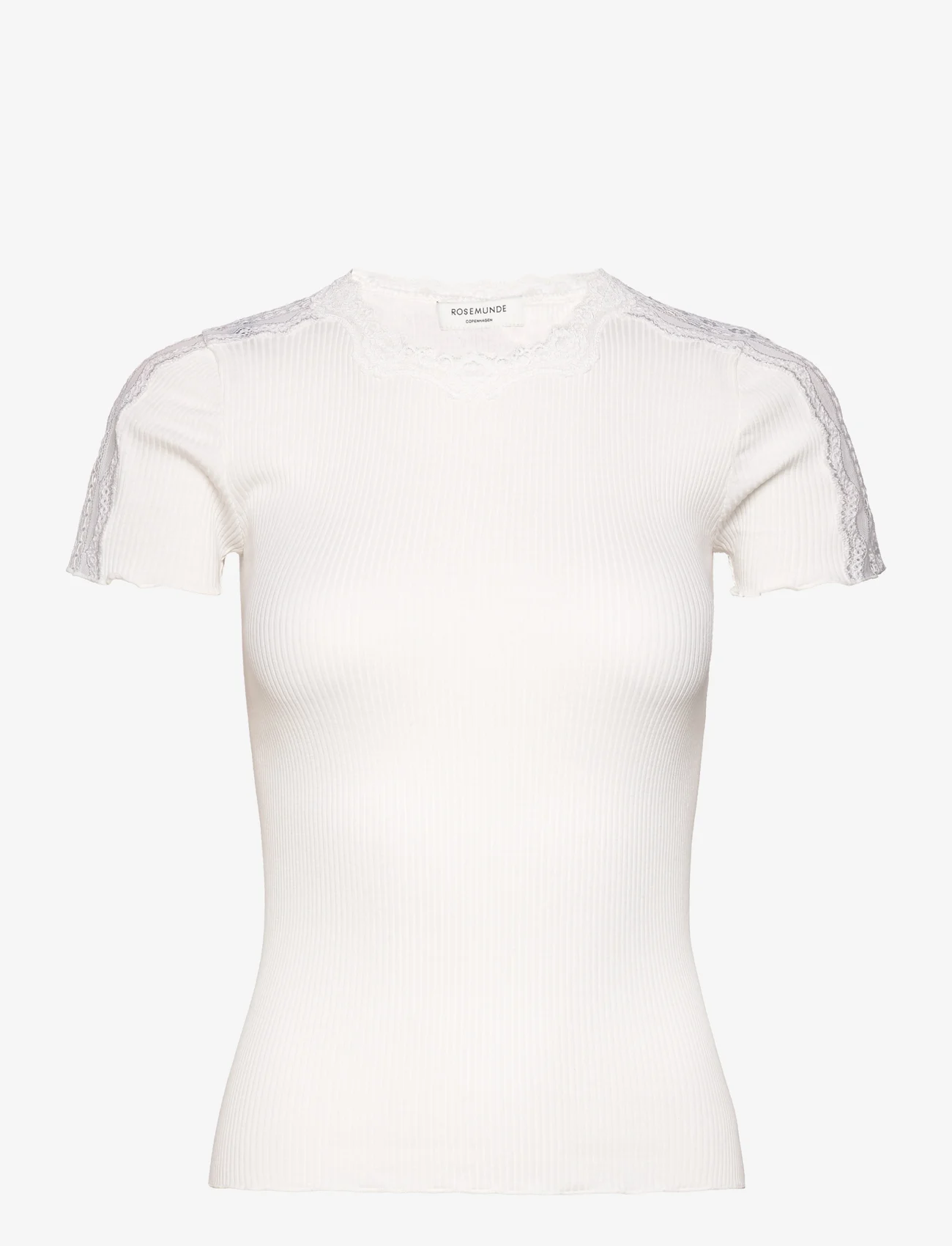 Rosemunde - Silk t-shirt w/ lace - t-shirts - new white - 0