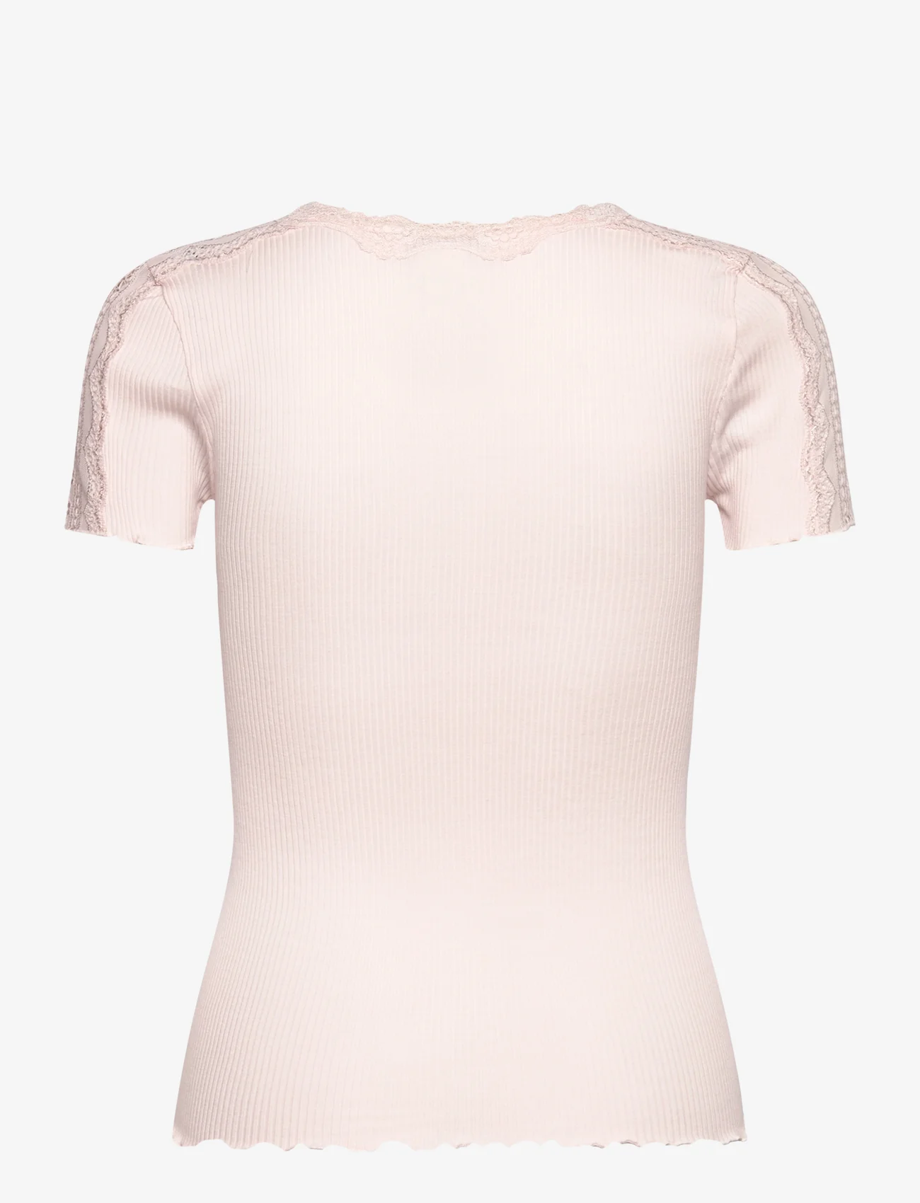 Rosemunde - Silk t-shirt w/ lace - t-shirts - soft rose - 1