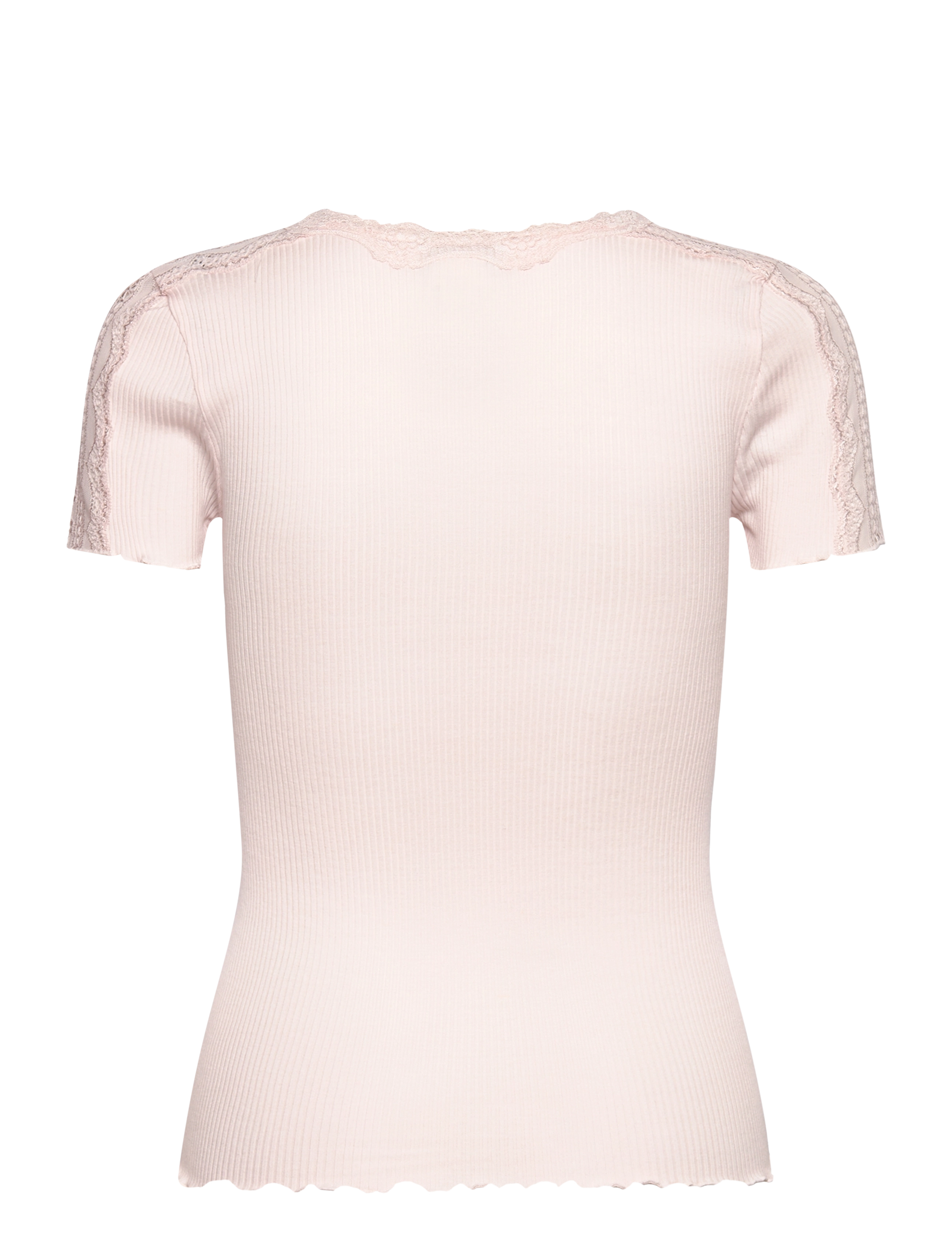 Rosemunde - Silk t-shirt w/ lace - soft rose - 1