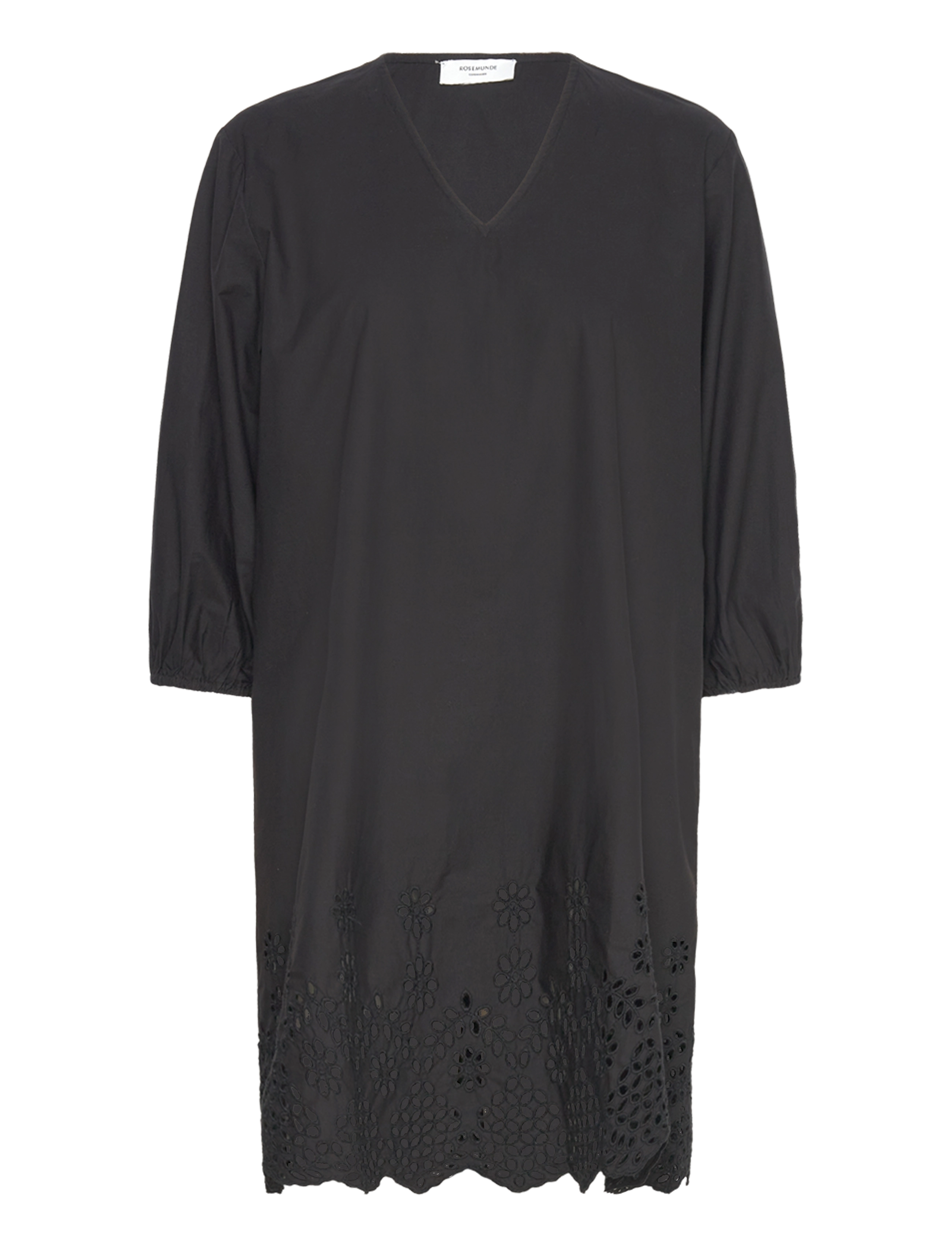 Rosemunde Cotton dress w/ embroidery - Kjoler - BLACK / black
