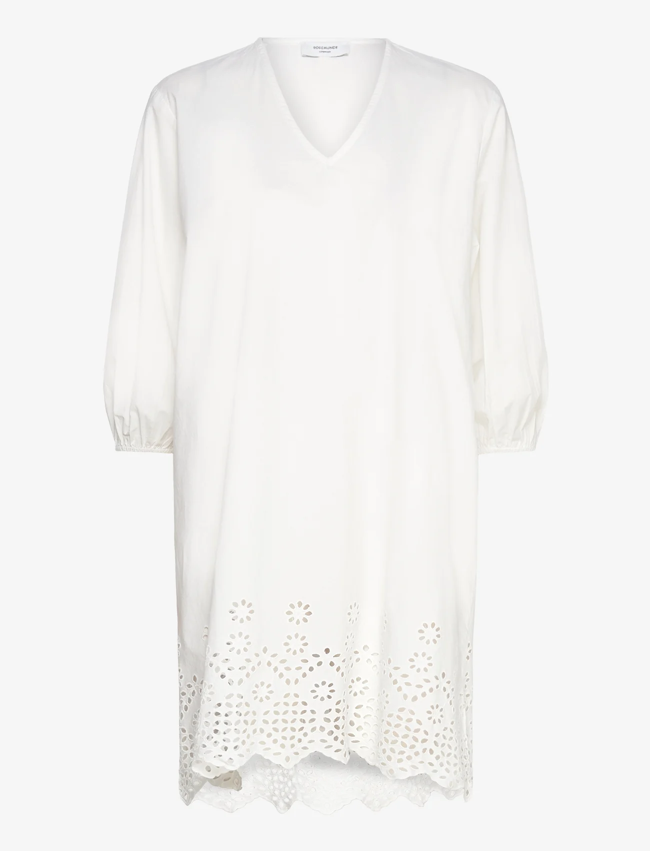 Rosemunde - Cotton dress w/ embroidery - midiklänningar - new white - 1