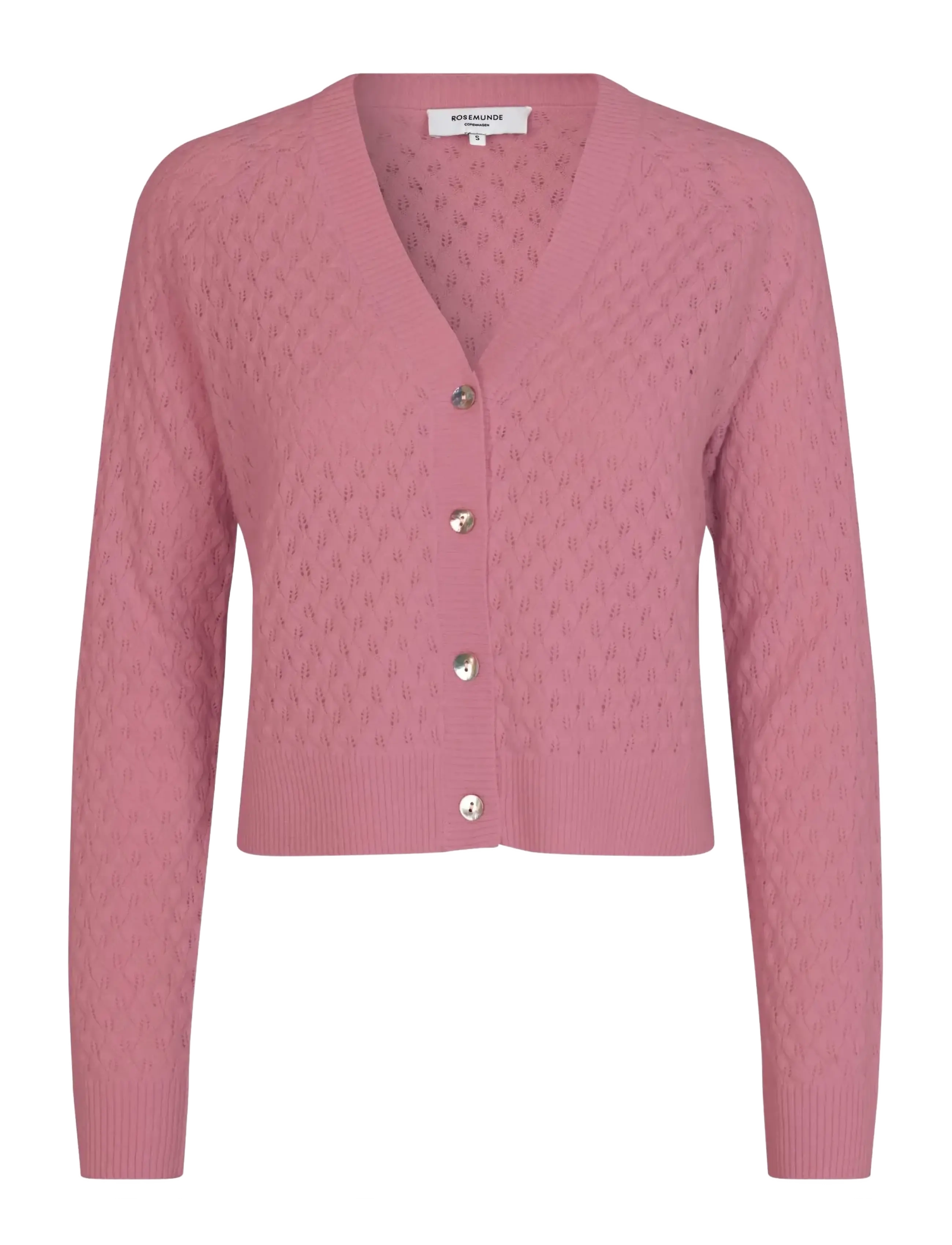 RWLaica Cashmere Pointelle Cardigan - NOSTALGIA ROSE