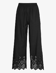Cotton trousers w/ embroidery, Rosemunde