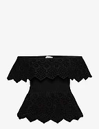 Cotton top w/ embroidery - BLACK