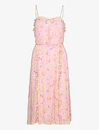 Recycled chiffon strap dress - BIG ROSA FLOWER PRINT