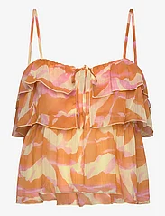 Rosemunde - Recycled chiffon strap top - sleeveless blouses - orange abstract art print - 0