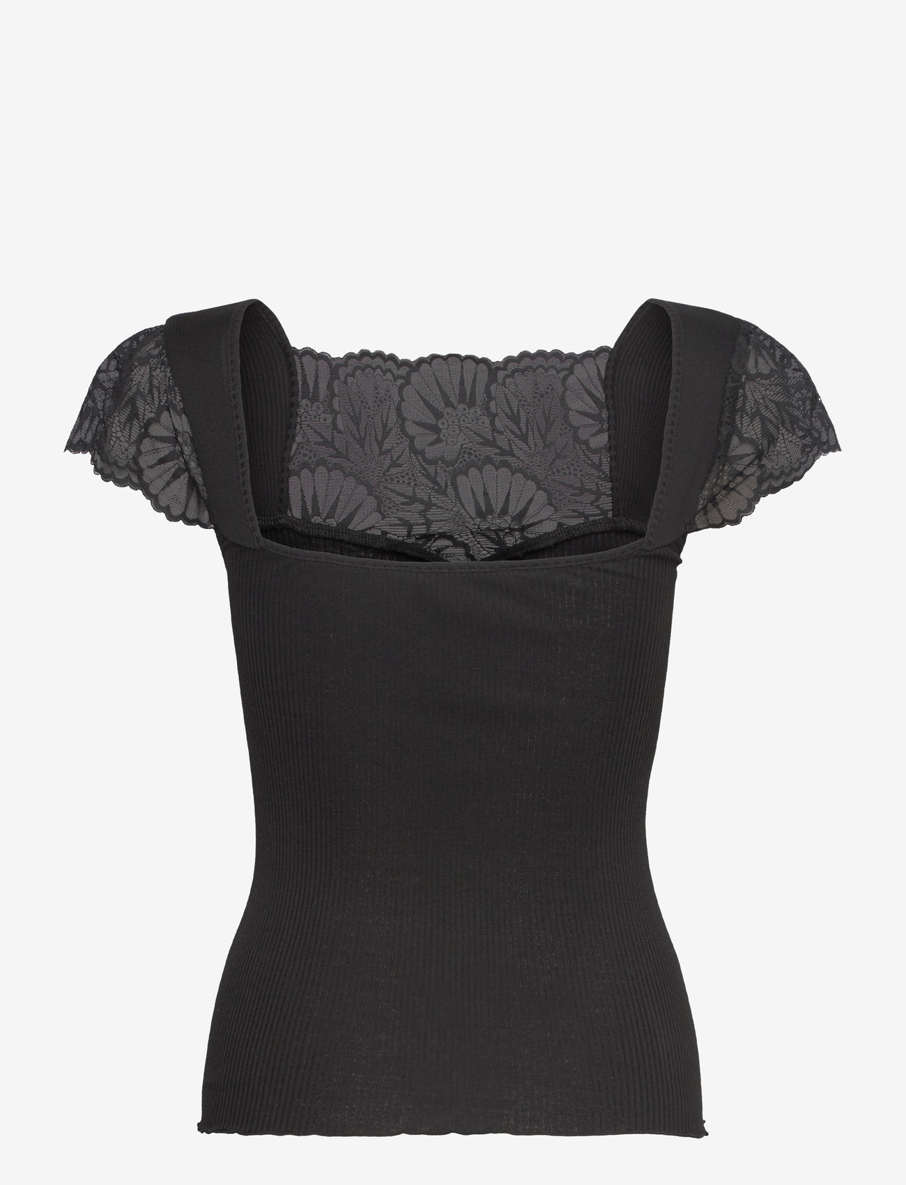 Rosemunde - Silk t-shirt w/ lace - t-shirts - black - 1