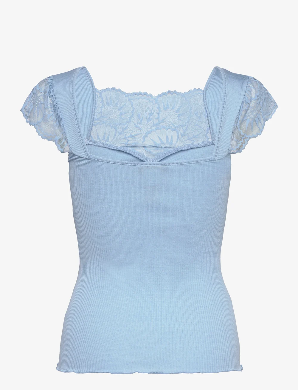 Rosemunde - Silk t-shirt w/ lace - t-shirts - heaven blue - 1