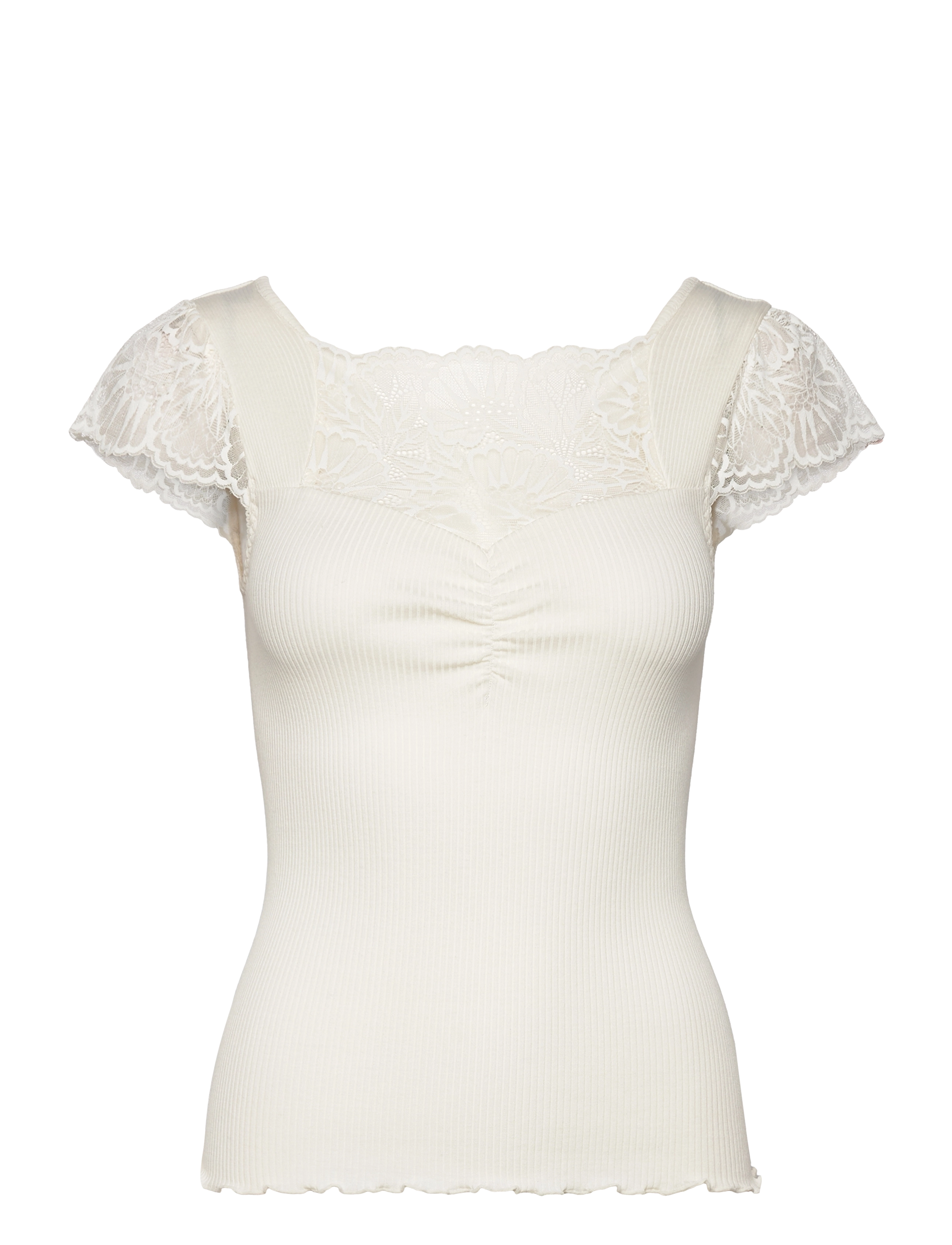 Rosemunde Silk t-shirt w/ lace - Kleidung - IVORY / cream