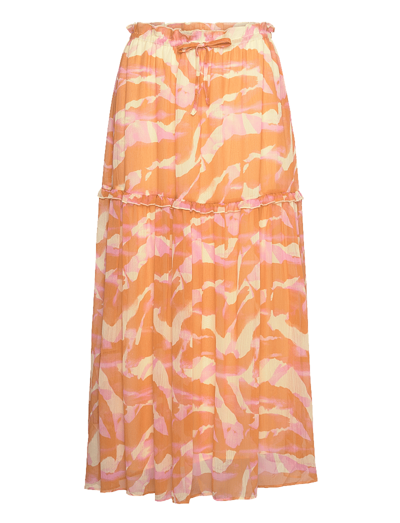 Rosemunde - Recycled chiffon skirt - maxi nederdele - orange abstract art print - 0