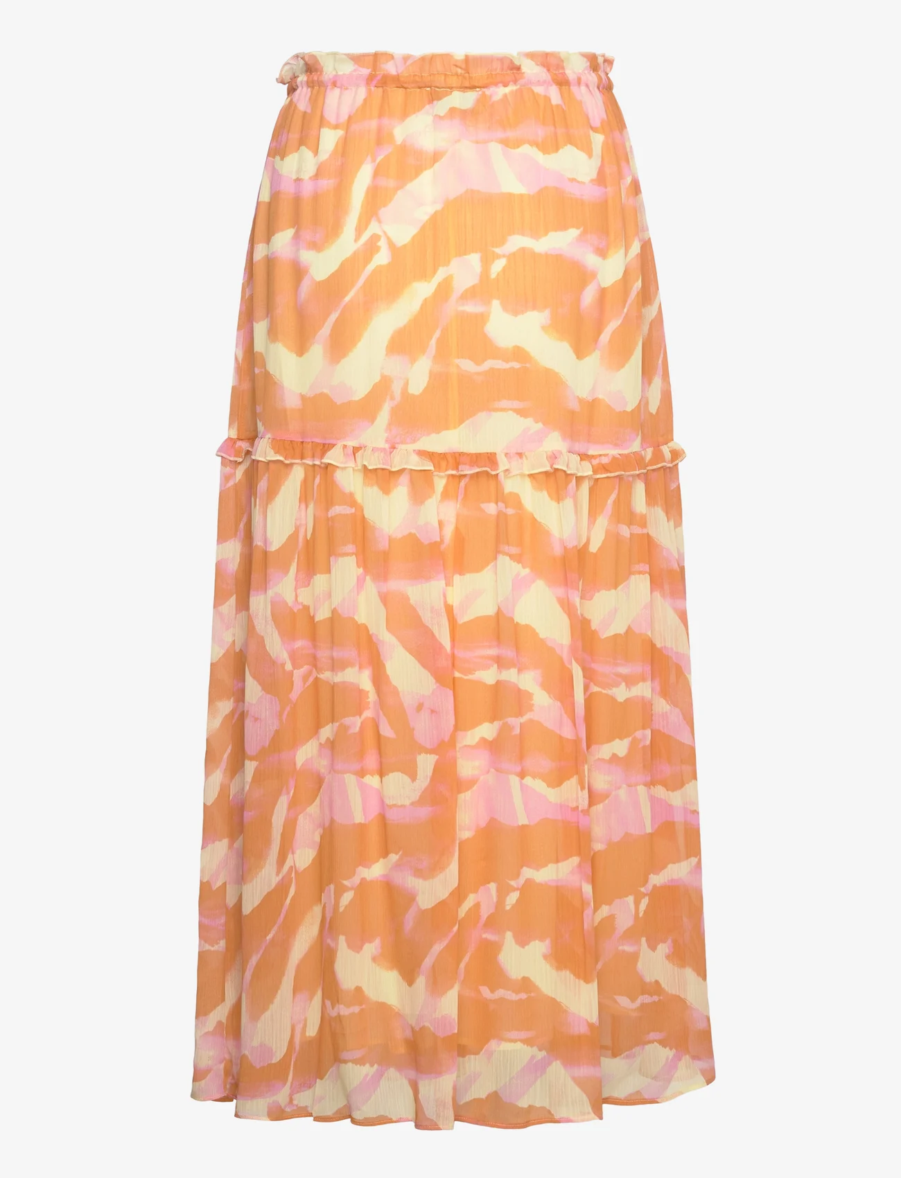 Rosemunde - Recycled chiffon skirt - lange rokken - orange abstract art print - 1