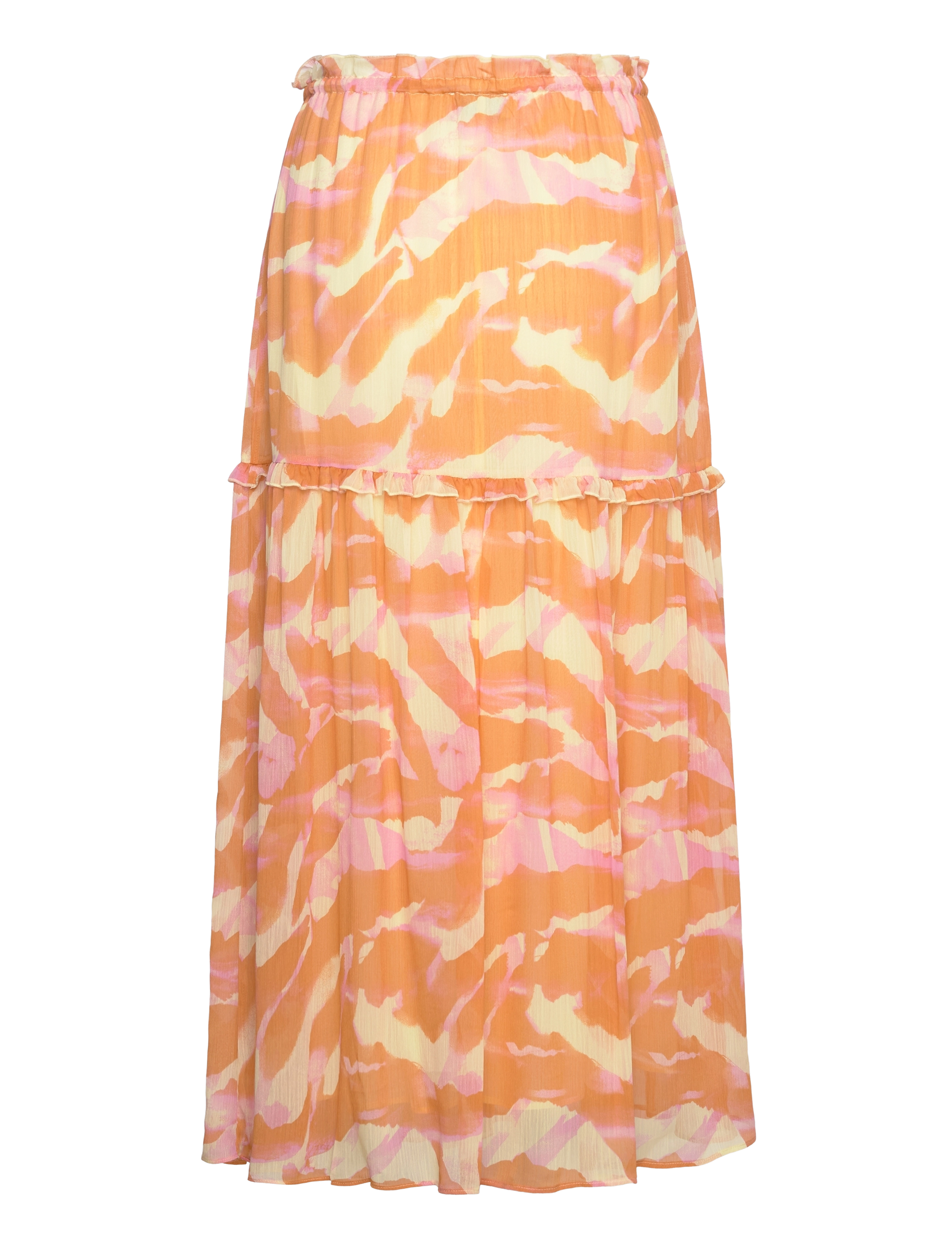 Rosemunde - Recycled chiffon skirt - orange abstract art print - 1