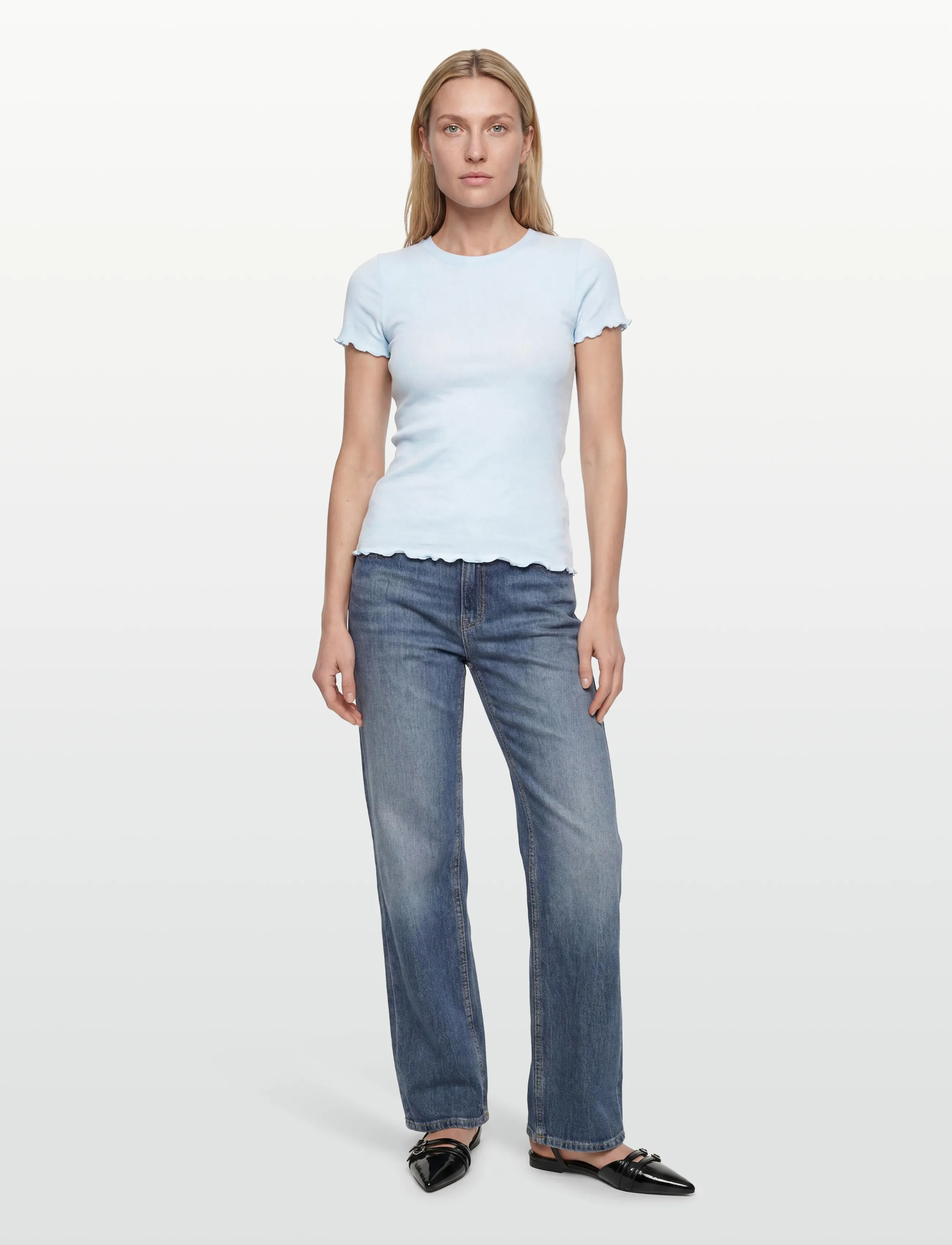Rosemunde Rwbernadine Organic Ss O-Neck T-Shirt, XL, Blue, T-Shirts & Toppe > Kortærmede, Dame