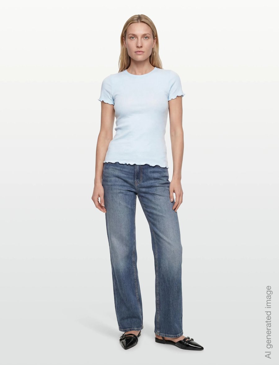 Rosemunde - RWBernadine Organic SS O-neck T-shirt - t-shirts - nantucket blue - 0