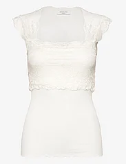 Rosemunde - Silk t-shirt w/ lace - ermeløse topper - ivory - 0