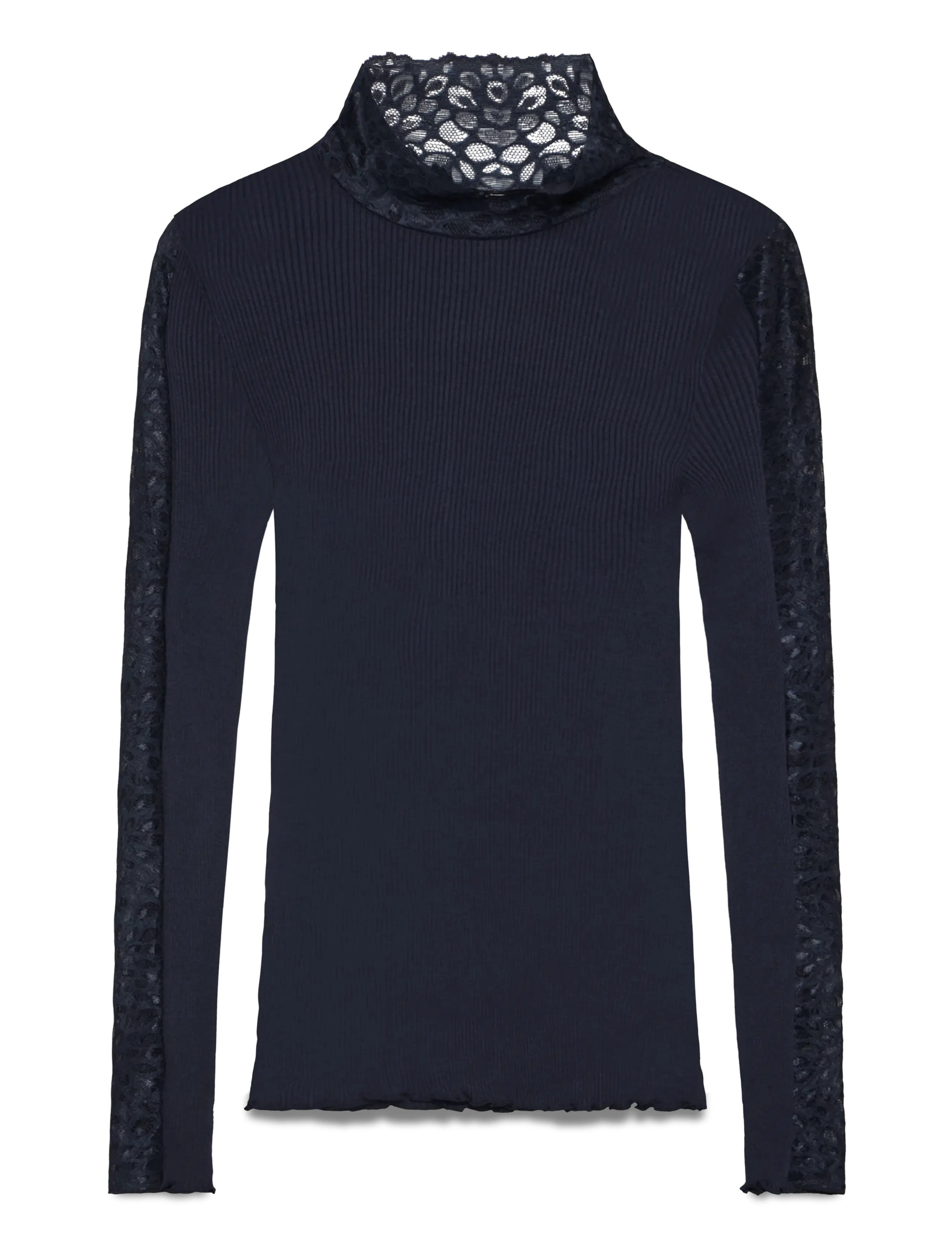 Rosemunde RWBeatha Silk LS Lace T-shirt - Kleidung - NAVY / navy