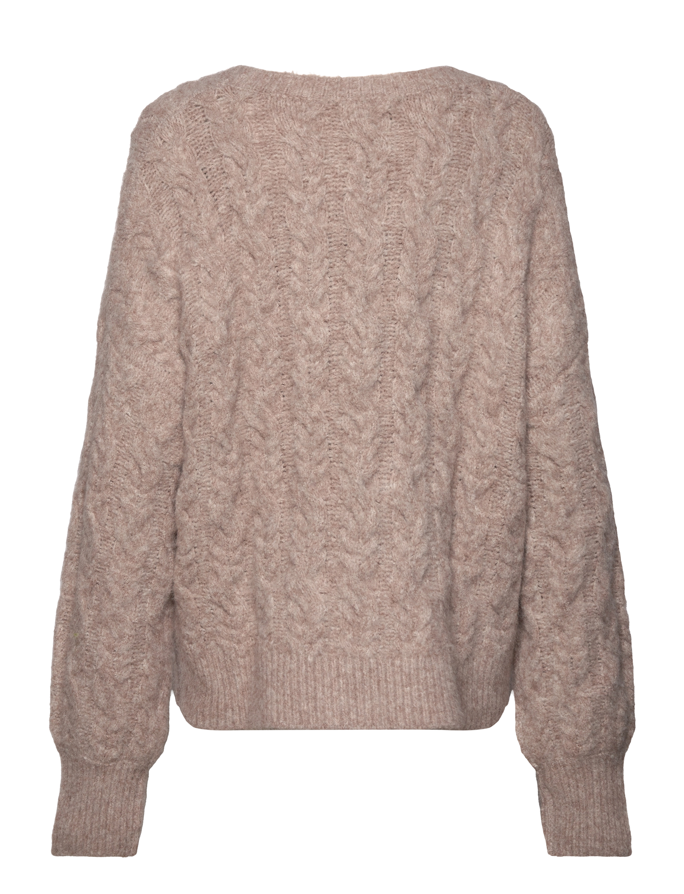Rosemunde - Cable knit O-neck - trøjer - light brown melange - 1