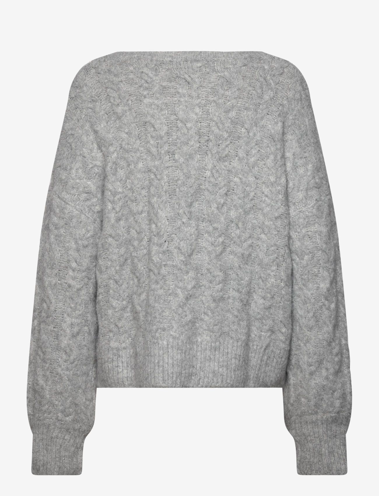 Rosemunde - Cable knit O-neck - efterårstøj - light grey melange - 1