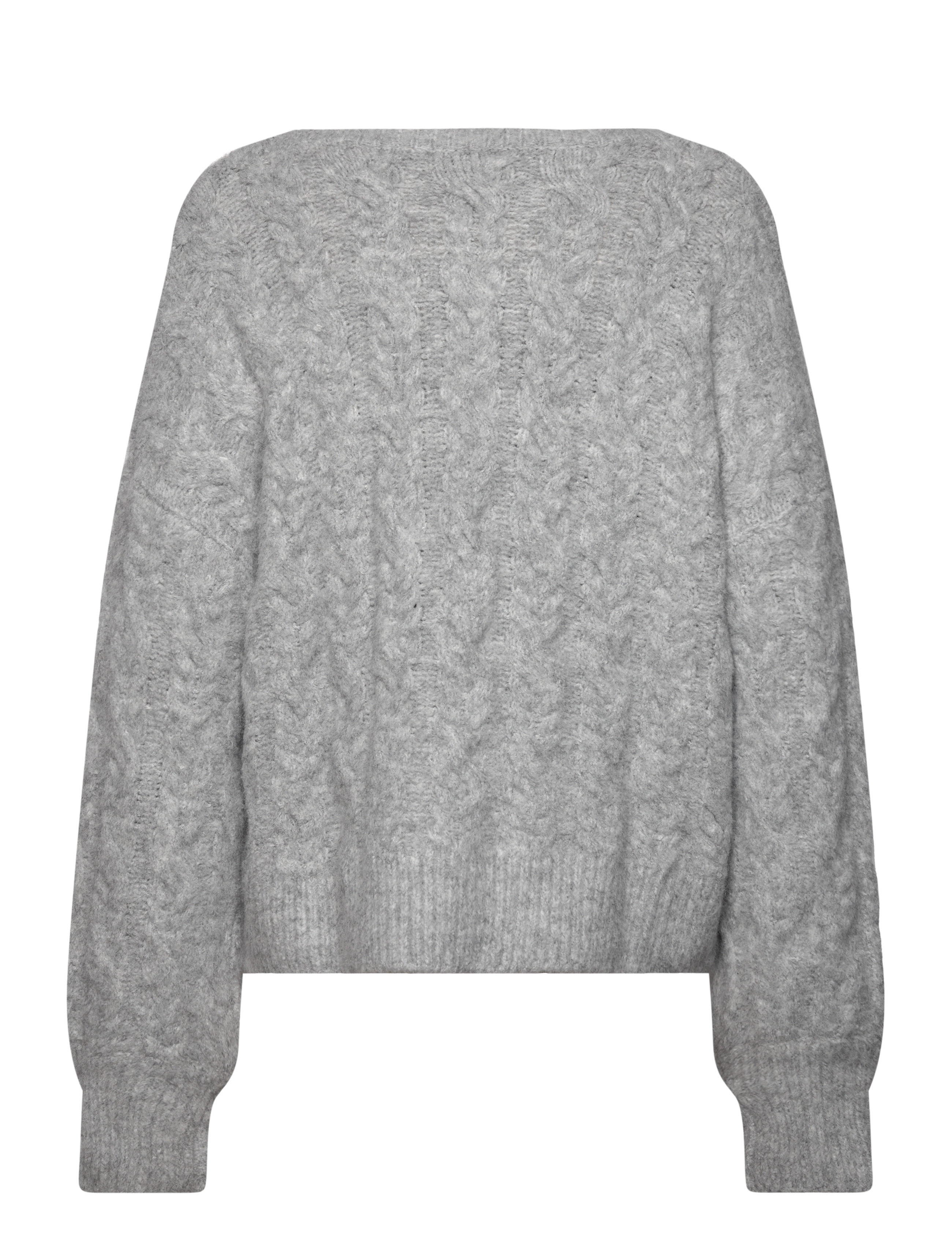 Rosemunde - Cable knit O-neck - trøjer - light grey melange - 1