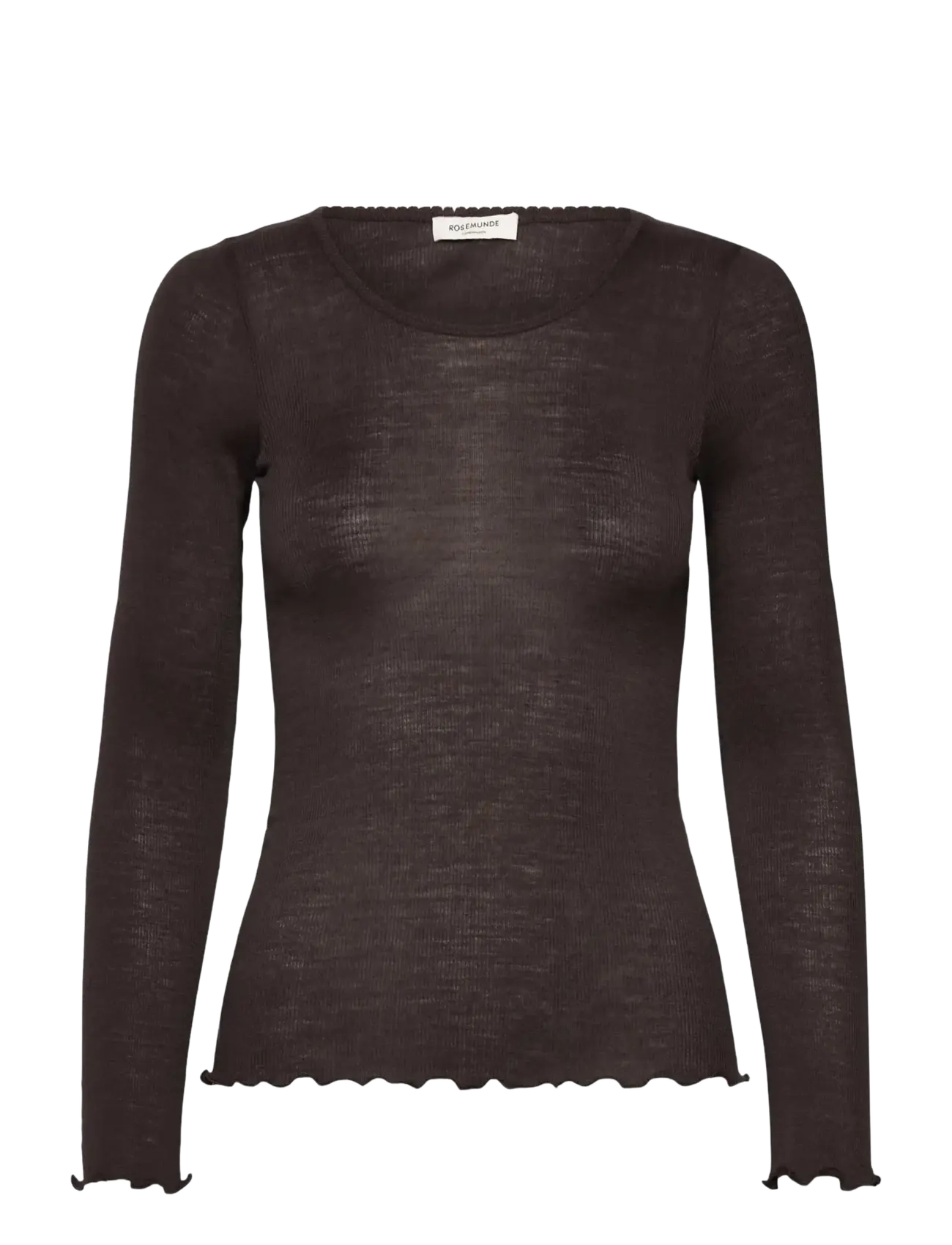 Rosemunde RWBurlington Wool LS O-neck T-shirt - Kleidung - MOLE / brown