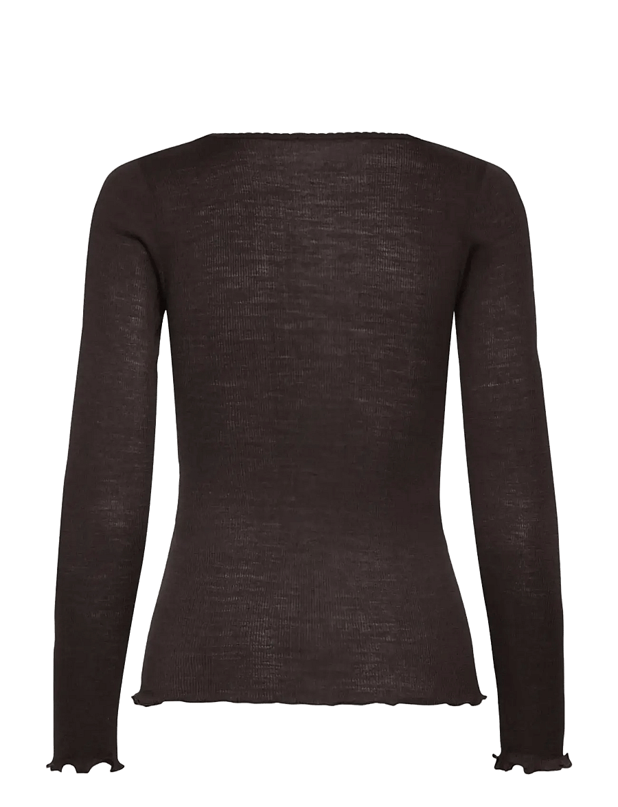 Rosemunde - RWBurlington Wool LS O-neck T-shirt - long-sleeved tops - mole - 1