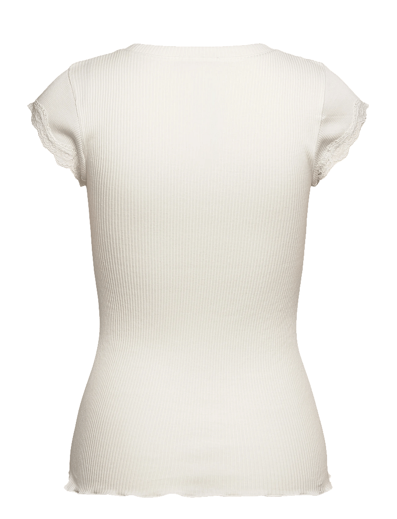 Rosemunde - RWBaybay SS Lace T-shirt - t-shirts - new white - 1