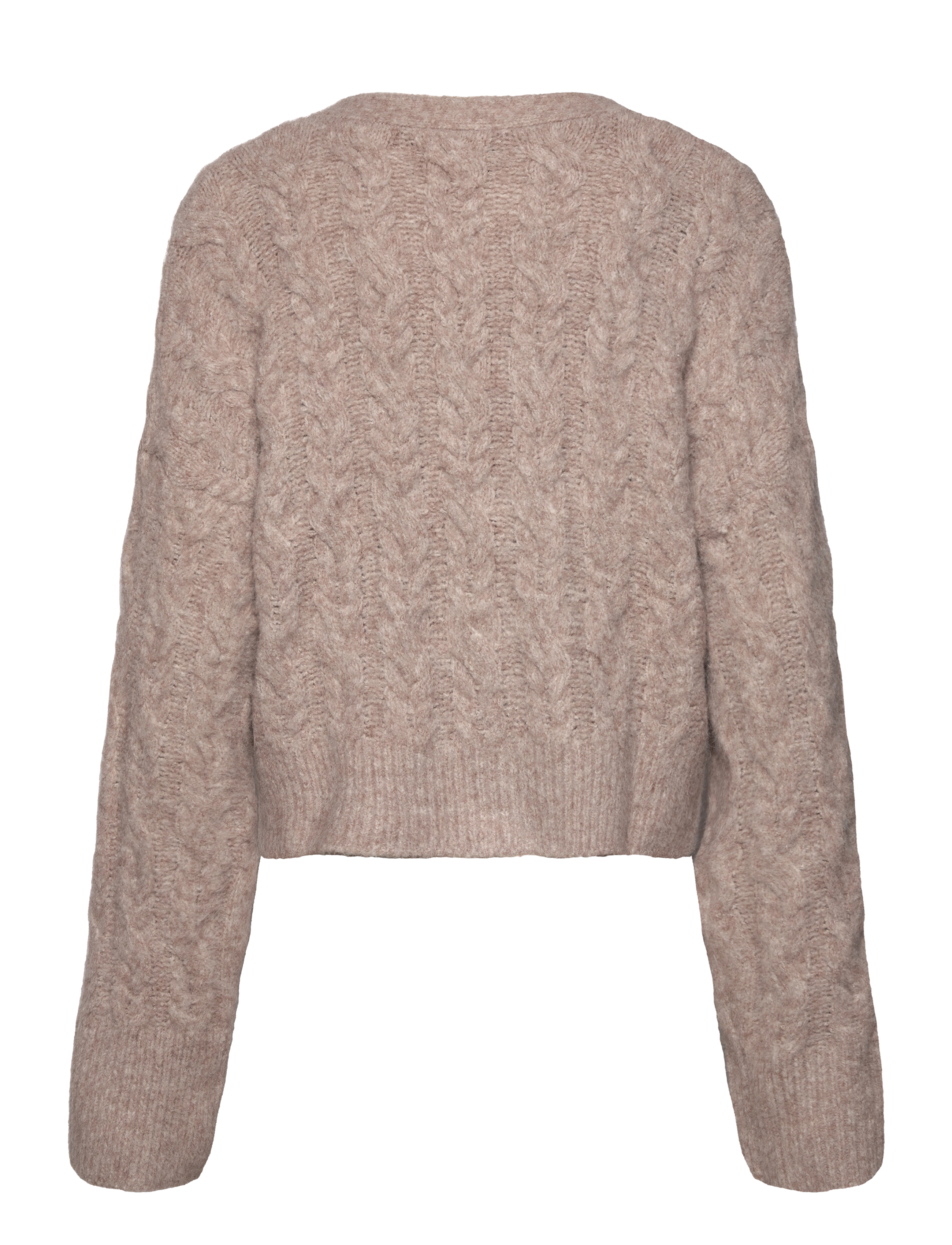 Rosemunde - Cable Knit Cardigan - cardigans - light brown melange - 1
