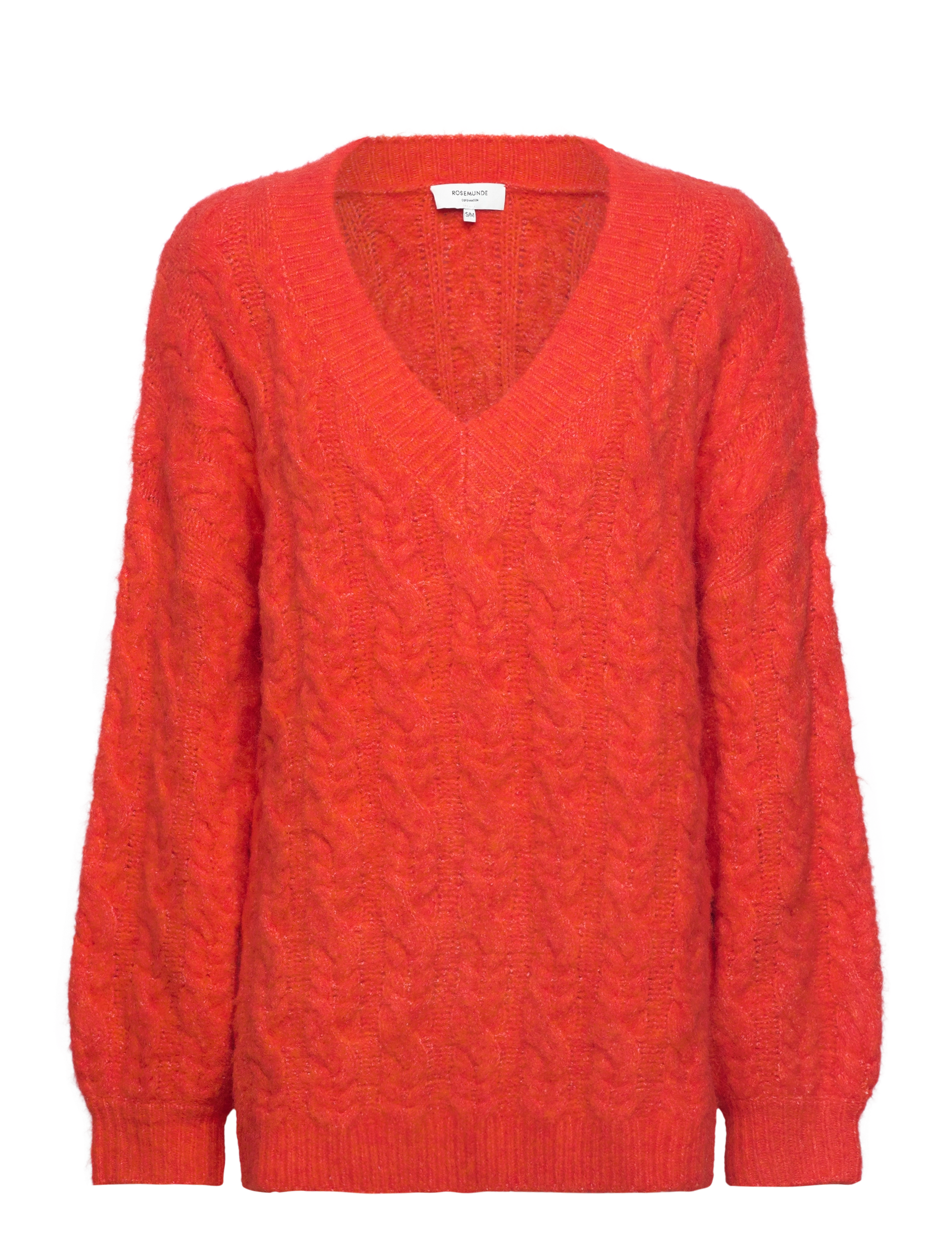 ROSEMUNDE Cable Knit V-Ausschnitt Rot - S/M - Damen