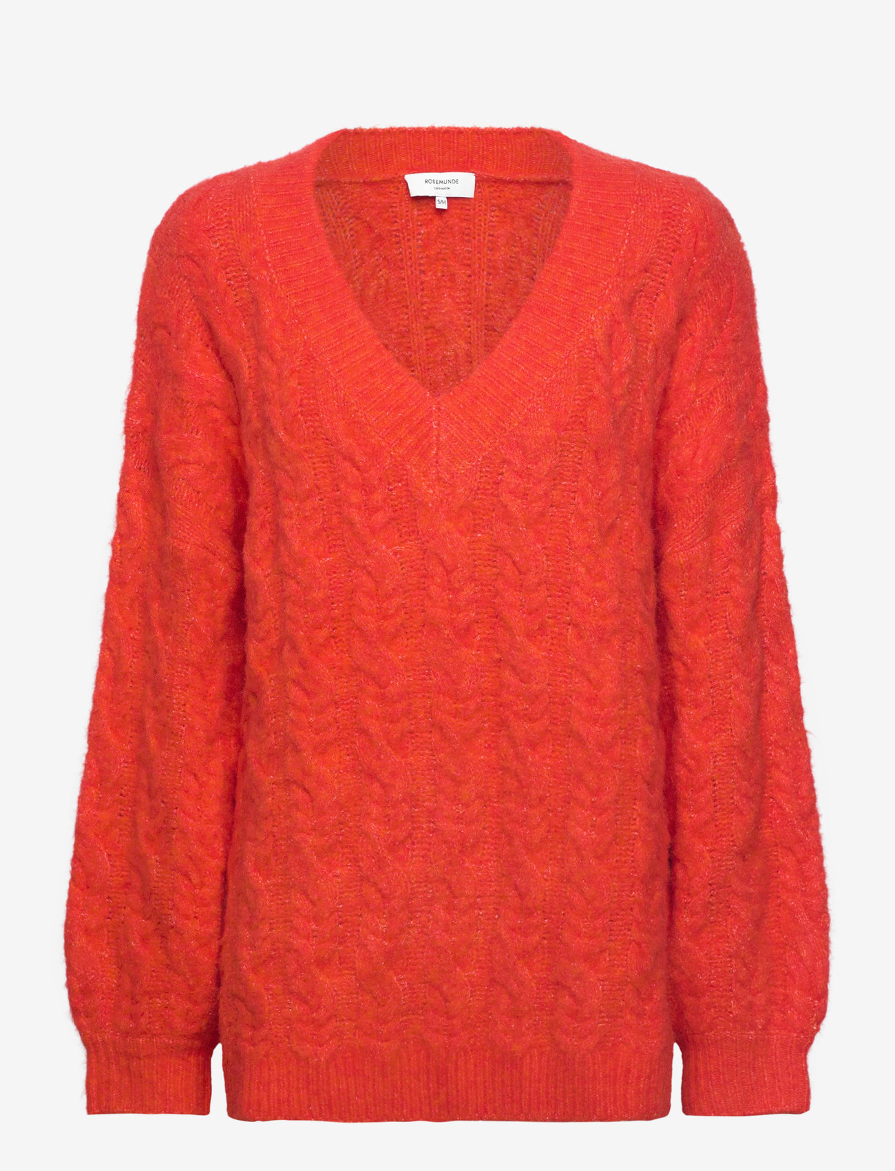 Rosemunde - Cable Knit V-neck - striktrøjer - cherry tomato - 0