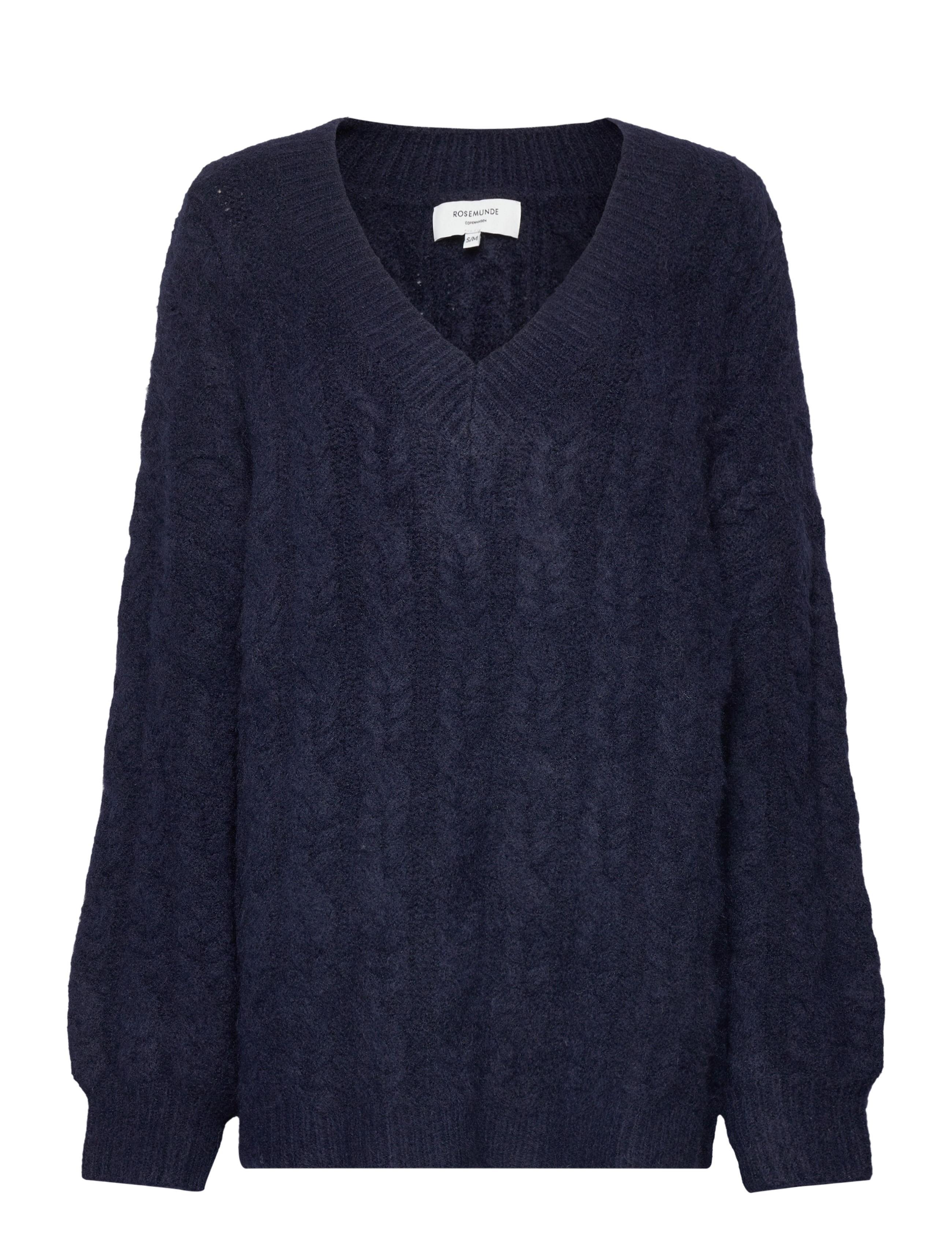 ROSEMUNDE Cable Knit V-Ausschnitt Navy - S/M - Damen