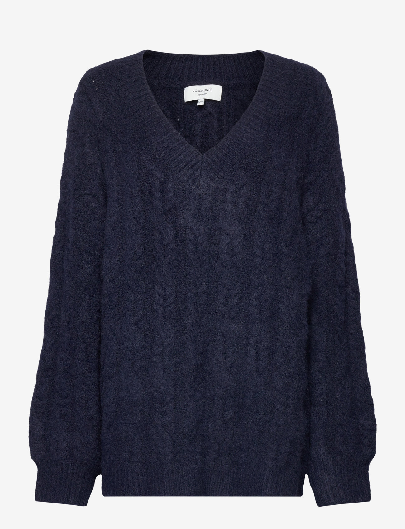 Rosemunde - Cable Knit V-neck - stickade tröjor - dark blue - 0