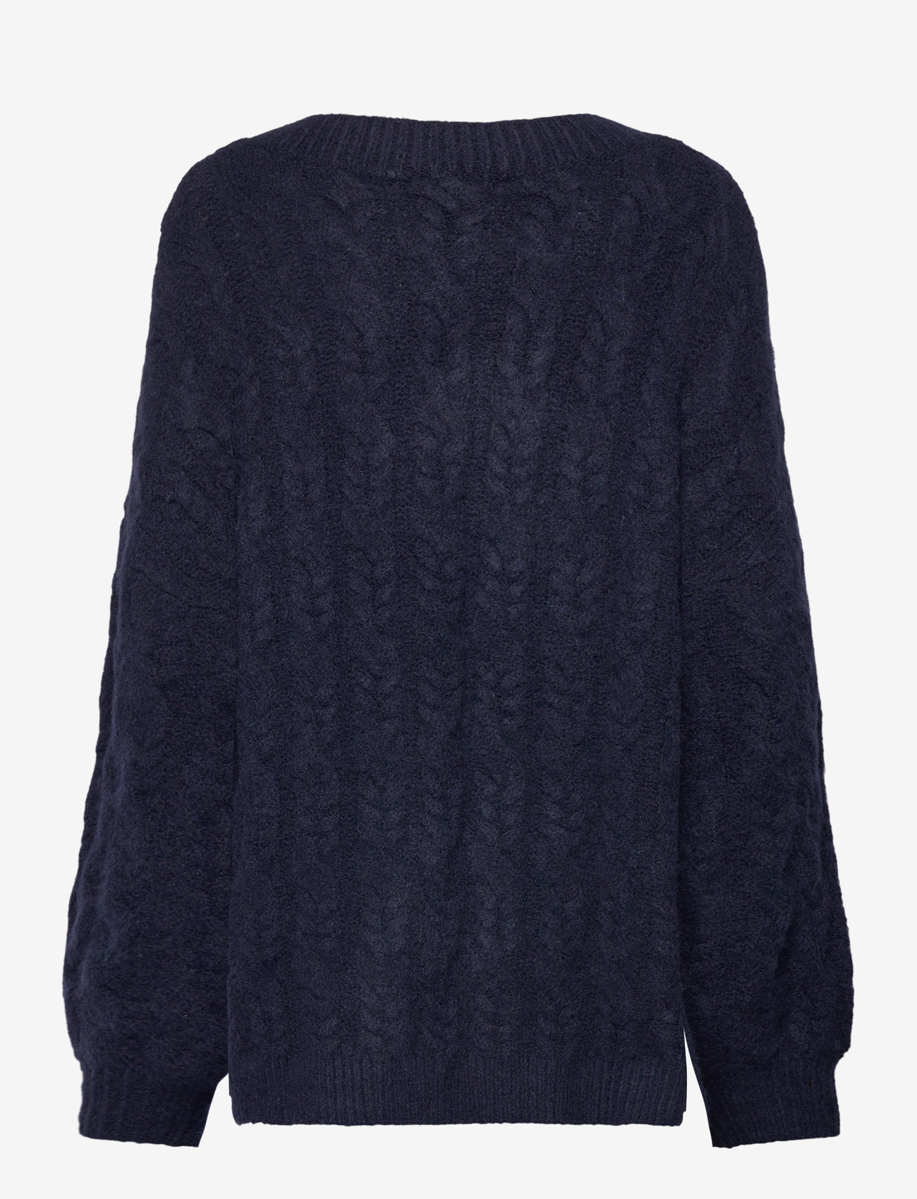 Rosemunde - Cable Knit V-neck - stickade tröjor - dark blue - 1