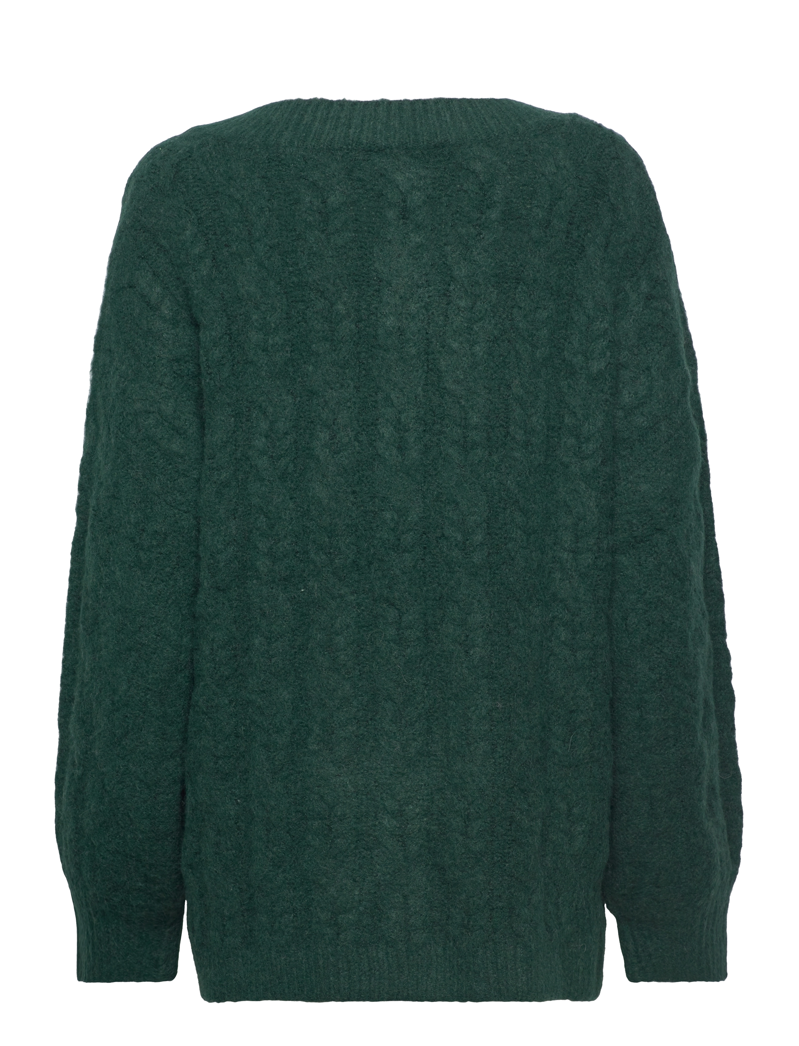 Rosemunde - Cable Knit V-neck - trøjer - dark forrest melange - 1