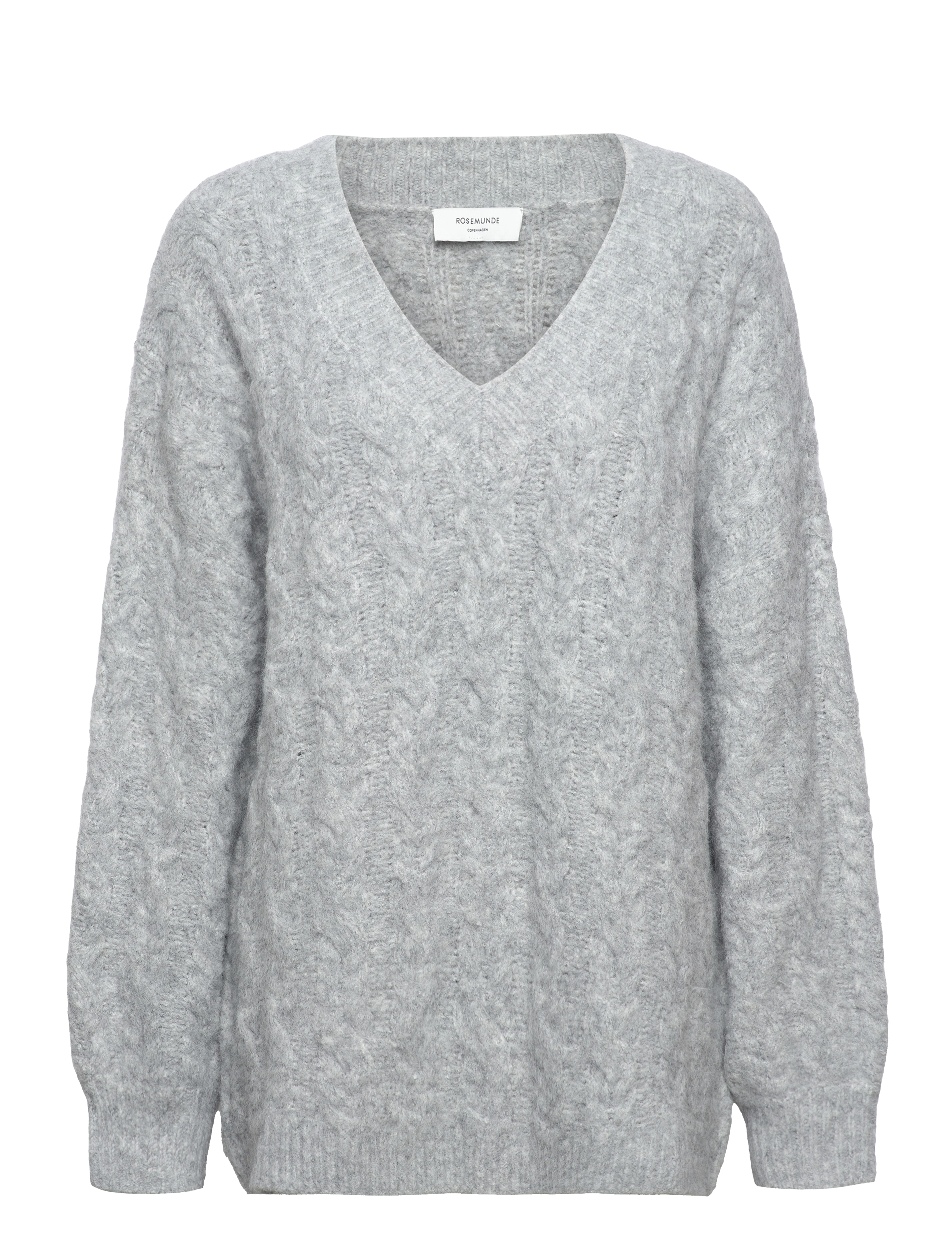 ROSEMUNDE Cable Knit V-Ausschnitt Grau - S/M - Damen