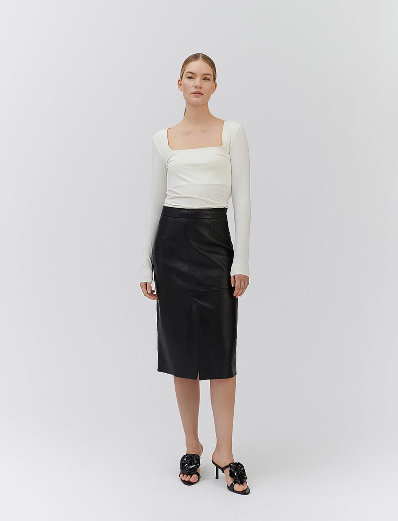 Rosemunde - RWFelino Leather Calf Skirt - skinnkjolar - black - 3