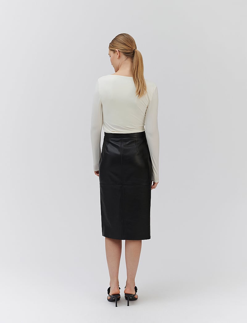 Rosemunde - RWFelino Leather Calf Skirt - skinnkjolar - black - 4