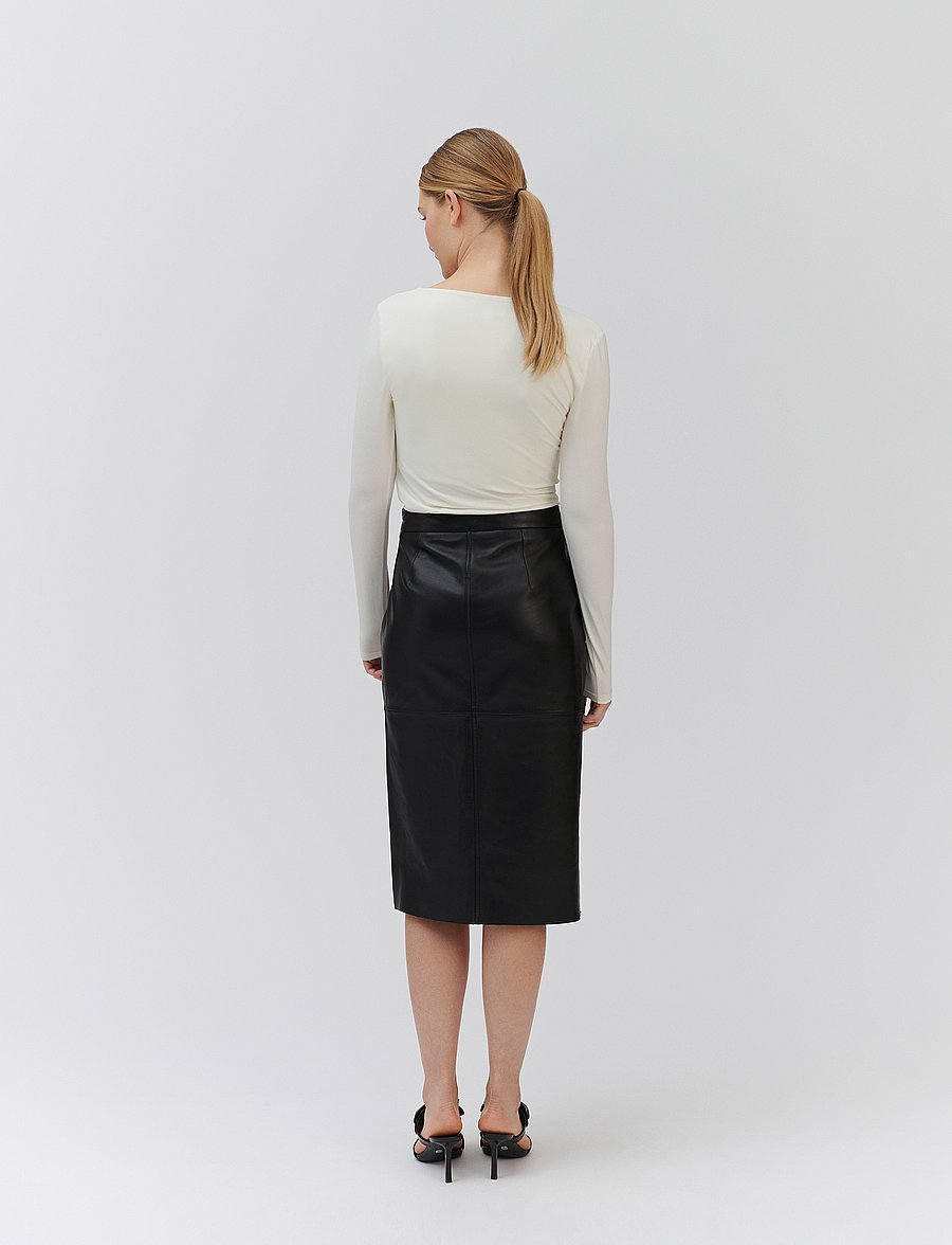 Rosemunde - RWFelino Leather Calf Skirt - leather skirts - black - 4