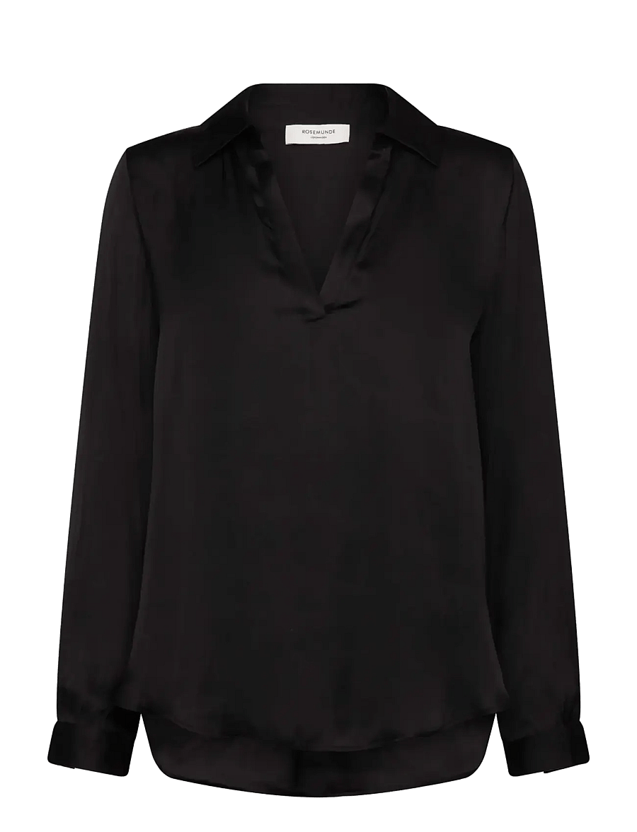 Rosemunde - RWMessina LS Regular Shirt - langärmelige blusen - black - 0