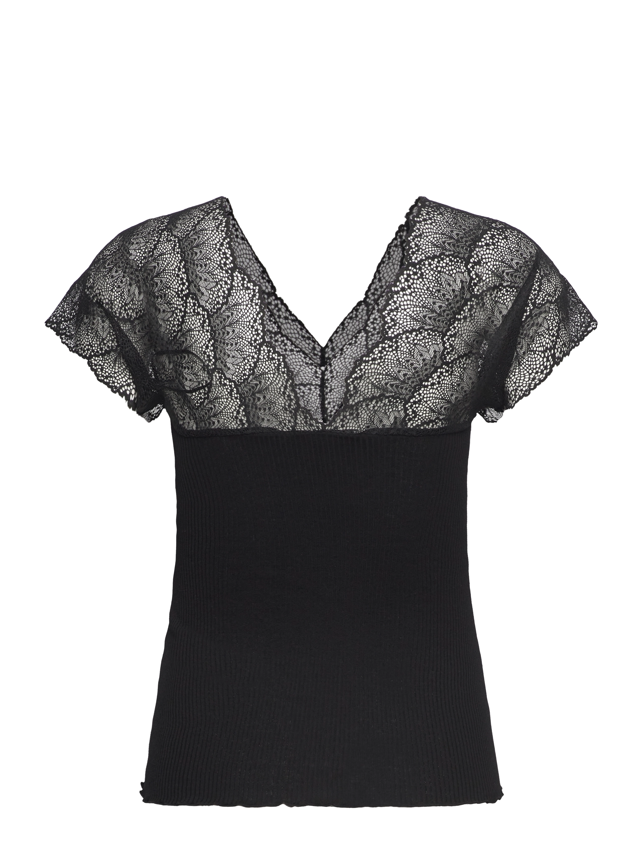 Rosemunde - Beatha Silk Top w/lace - black - 2