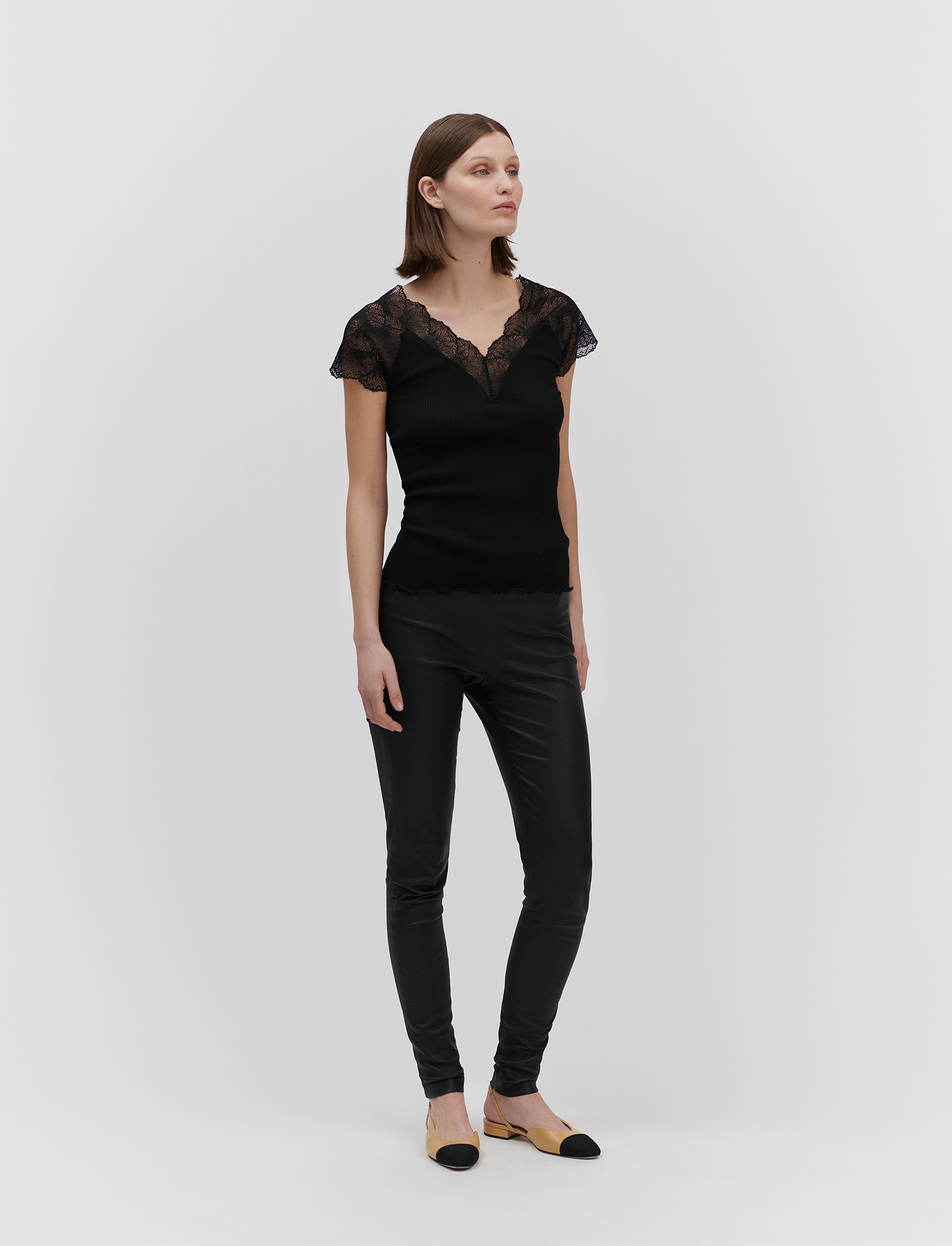 Rosemunde - Beatha Silk Top w/lace - black - 3