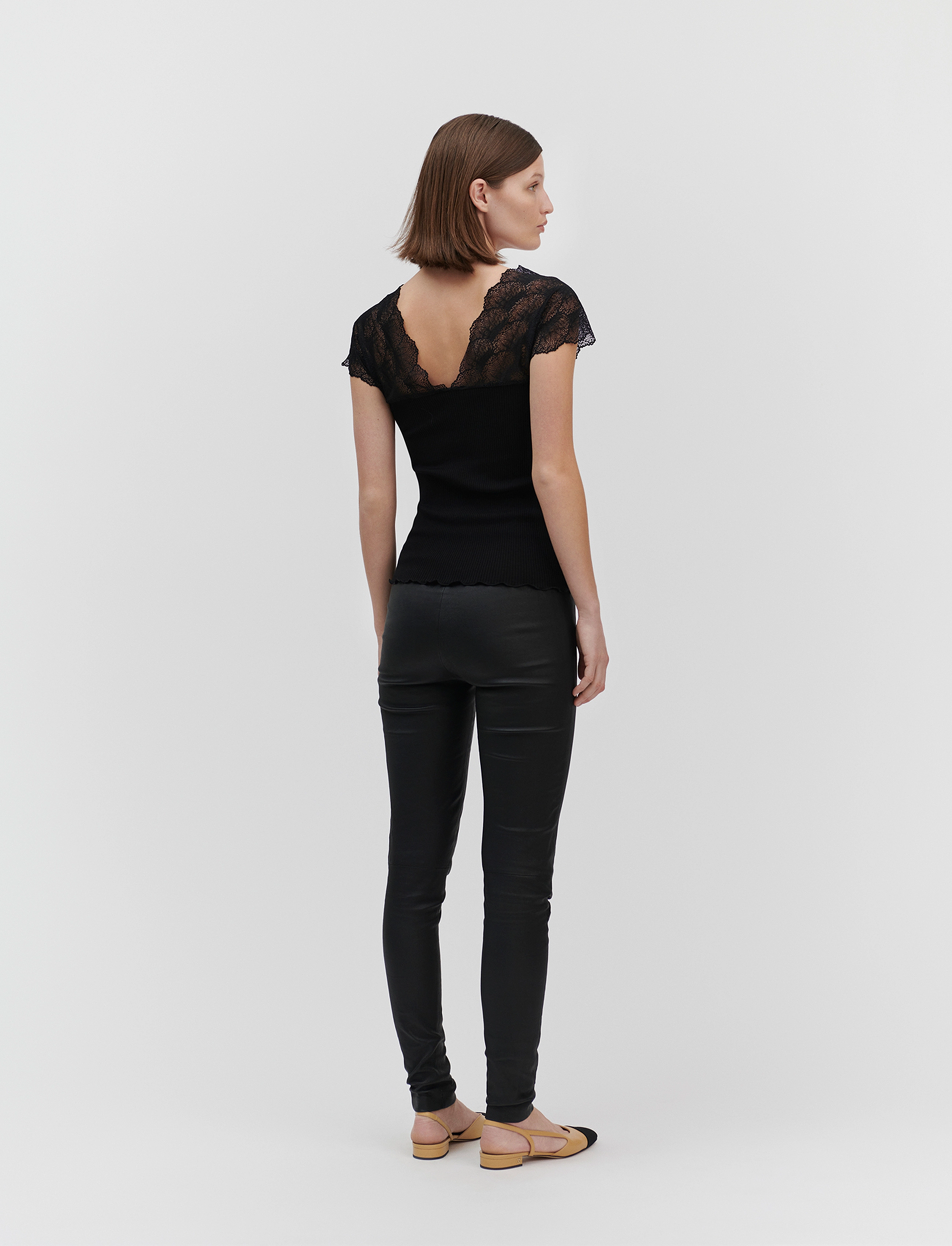 Rosemunde - Beatha Silk Top w/lace - black - 4
